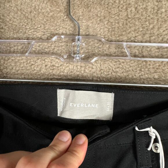 Everlane Tapered Pants Mens 34 x 30 Black Slim Fit Moisture Wicking Twill‎ NEW - Picture 6 of 13